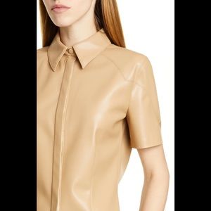 Nanushka Clare Faux Leather Shirt Size S